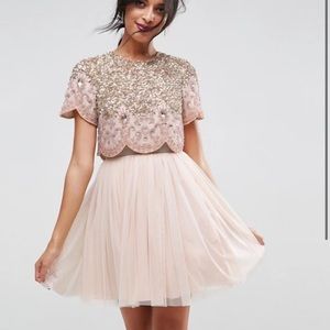 ASOS Heavily Embellished Tulle Mini Prom Dress